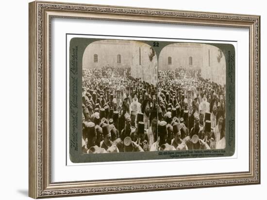 Easter Procession of the Greek Patriarch, Entering the Church of Holy Sepulchre, Jerusalem, 1903-Underwood & Underwood-Framed Giclee Print