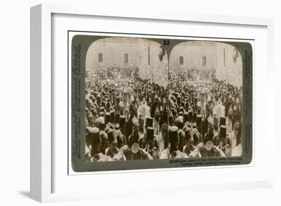 Easter Procession of the Greek Patriarch, Entering the Church of Holy Sepulchre, Jerusalem, 1903-Underwood & Underwood-Framed Giclee Print