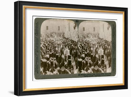 Easter Procession of the Greek Patriarch, Entering the Church of Holy Sepulchre, Jerusalem, 1903-Underwood & Underwood-Framed Giclee Print