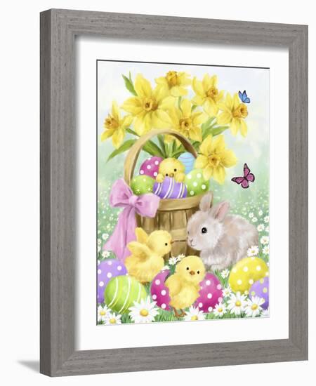 Easter Rabbit and Chicks 2-MAKIKO-Framed Giclee Print