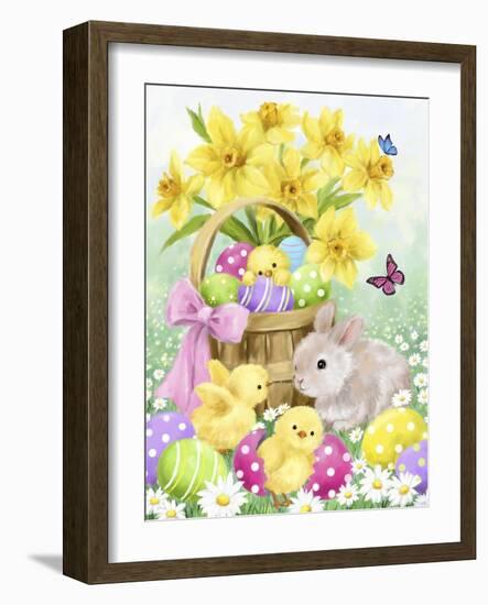 Easter Rabbit and Chicks 2-MAKIKO-Framed Giclee Print