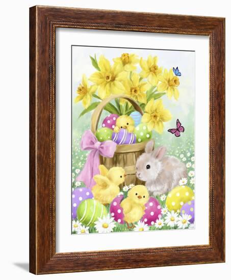 Easter Rabbit and Chicks 2-MAKIKO-Framed Giclee Print