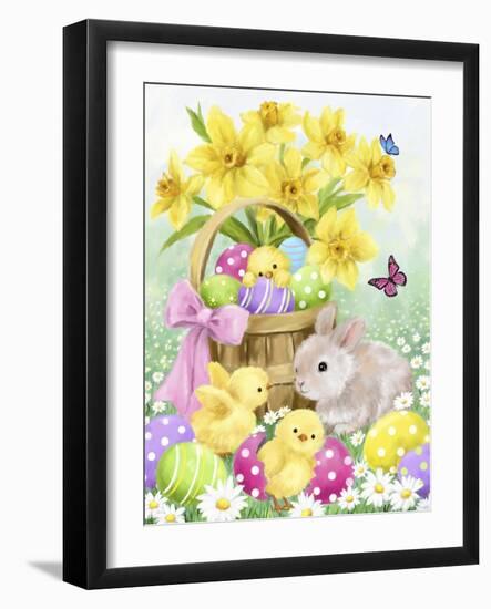 Easter Rabbit and Chicks 2-MAKIKO-Framed Giclee Print