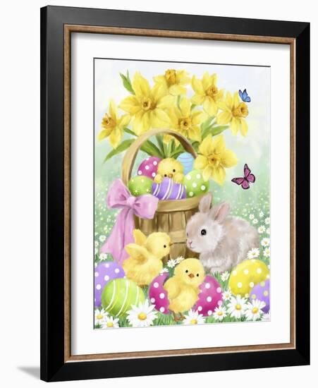 Easter Rabbit and Chicks 2-MAKIKO-Framed Giclee Print