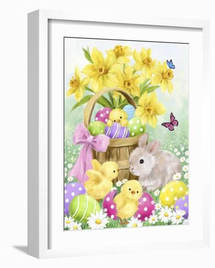 Easter Rabbit and Chicks 2-MAKIKO-Framed Giclee Print