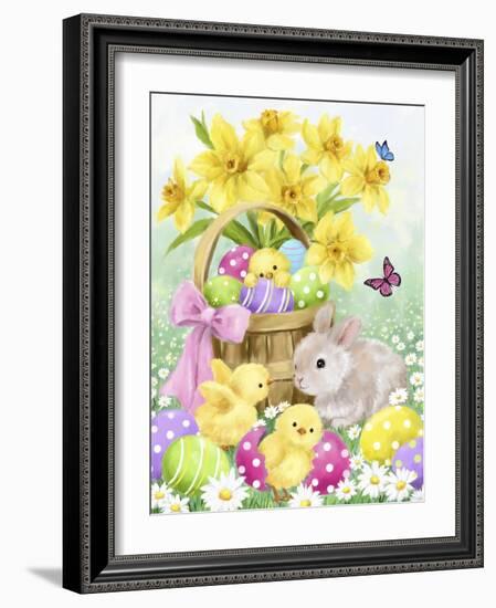 Easter Rabbit and Chicks 2-MAKIKO-Framed Giclee Print