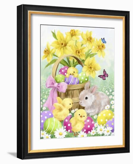 Easter Rabbit and Chicks 2-MAKIKO-Framed Giclee Print