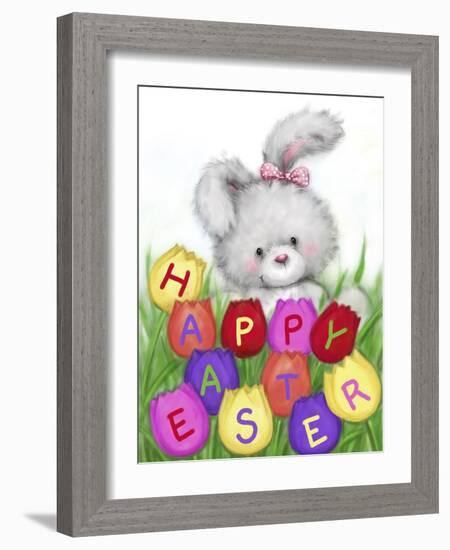 Easter Rabbit with Tulips-MAKIKO-Framed Giclee Print