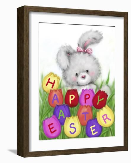 Easter Rabbit with Tulips-MAKIKO-Framed Giclee Print