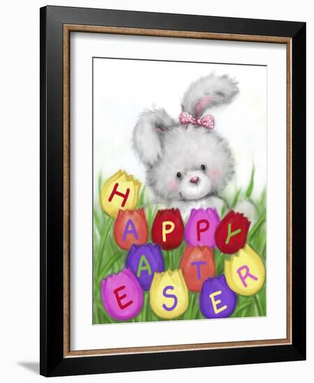 Easter Rabbit with Tulips-MAKIKO-Framed Giclee Print