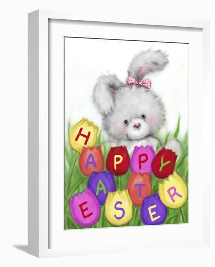 Easter Rabbit with Tulips-MAKIKO-Framed Giclee Print