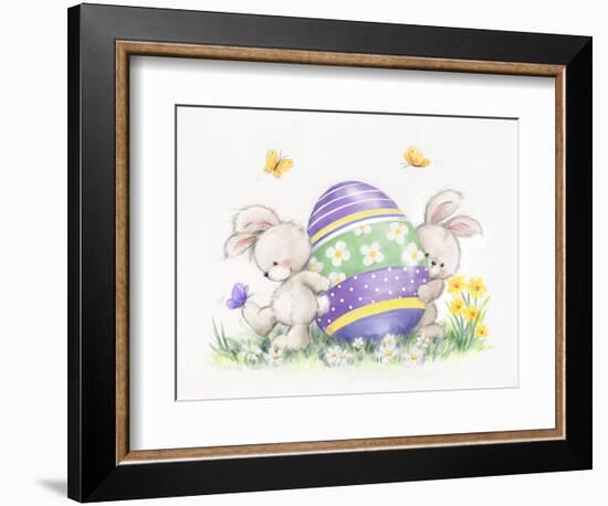 Easter Rabbits and Egg-MAKIKO-Framed Giclee Print