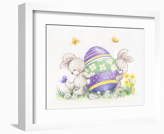 Easter Rabbits and Egg-MAKIKO-Framed Giclee Print
