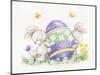 Easter Rabbits and Egg-MAKIKO-Mounted Giclee Print