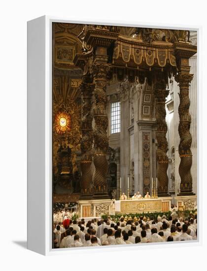 Easter Thursday Mass in St. Peter's Basilica, Vatican, Rome, Lazio, Italy, Europe-Godong-Framed Premier Image Canvas