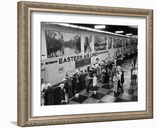 Eastern Airline Customers Checking in their Baggage at the Check-In Counter-Ralph Morse-Framed Photographic Print