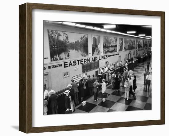 Eastern Airline Customers Checking in their Baggage at the Check-In Counter-Ralph Morse-Framed Photographic Print