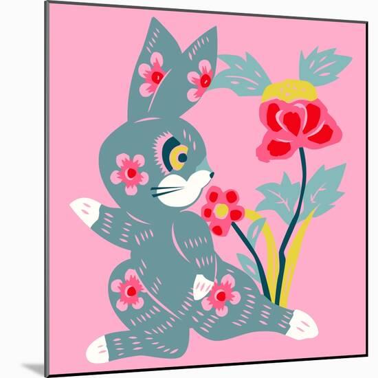 Eastern Pop Bunny-null-Mounted Giclee Print