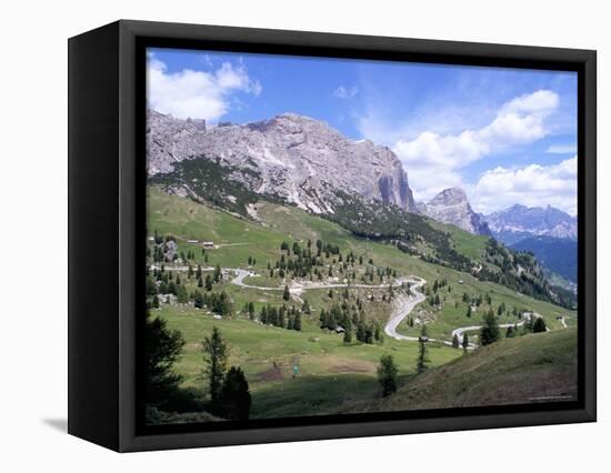 Eastern Road Below Gardena Pass, 2121M, Dolomites, Alto Adige, Italy-Richard Nebesky-Framed Premier Image Canvas