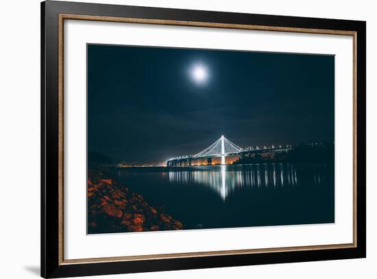 Eastern Span Bay Bridge Under Moonlight, Oakland-null-Framed Photographic Print