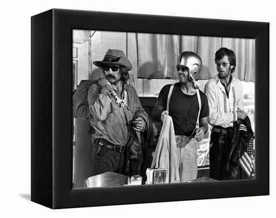 Easy Rider by DennisHopper with Dennis Hopper, Peter Fonda and Jack Nickolson, 1969 (b/w photo)-null-Framed Stretched Canvas