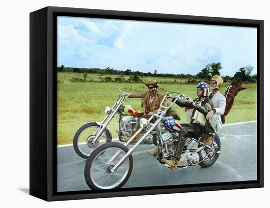 Easy Rider by DennisHopper with Dennis Hopper, Peter Fonda and Jack Nickolson, 1969 (motos Harley D-null-Framed Stretched Canvas