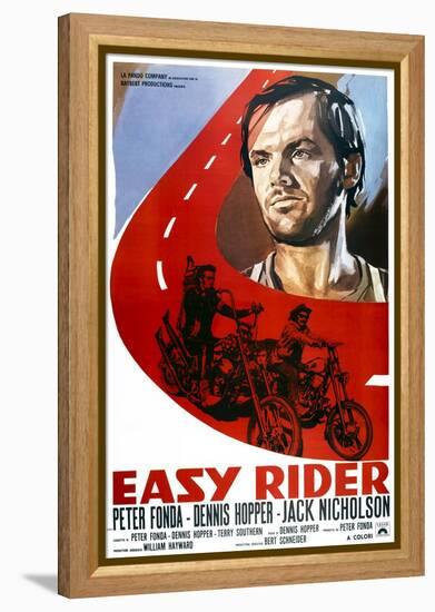 Easy Rider, Italian Poster Art, from Top: Jack Nicholson, Peter Fonda, Dennis Hopper, 1969-null-Framed Stretched Canvas