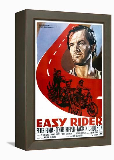 Easy Rider, Italian Poster Art, from Top: Jack Nicholson, Peter Fonda, Dennis Hopper, 1969-null-Framed Stretched Canvas