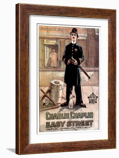 Easy Street, Charlie Chaplin, 1917-null-Framed Art Print