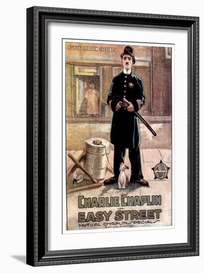 Easy Street, Charlie Chaplin, 1917-null-Framed Art Print