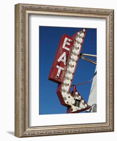 Eat Diner Sign along West 6th Avenue, San Jacinto District, Amarillo, Texas-Walter Bibikow-Framed Photographic Print