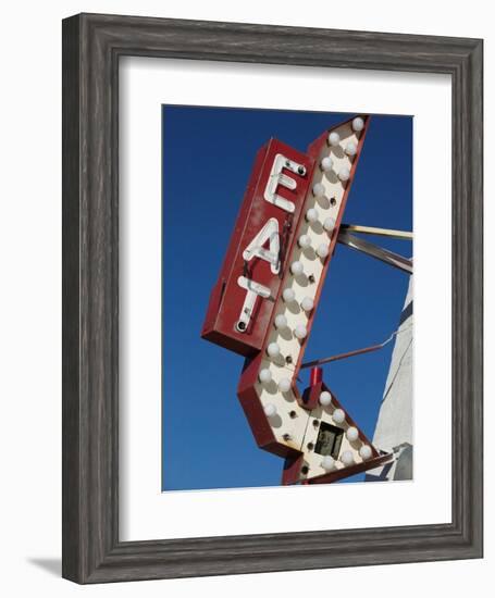 Eat Diner Sign along West 6th Avenue, San Jacinto District, Amarillo, Texas-Walter Bibikow-Framed Photographic Print