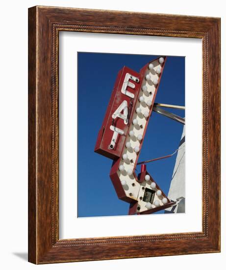 Eat Diner Sign along West 6th Avenue, San Jacinto District, Amarillo, Texas-Walter Bibikow-Framed Photographic Print