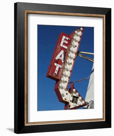 Eat Diner Sign along West 6th Avenue, San Jacinto District, Amarillo, Texas-Walter Bibikow-Framed Photographic Print