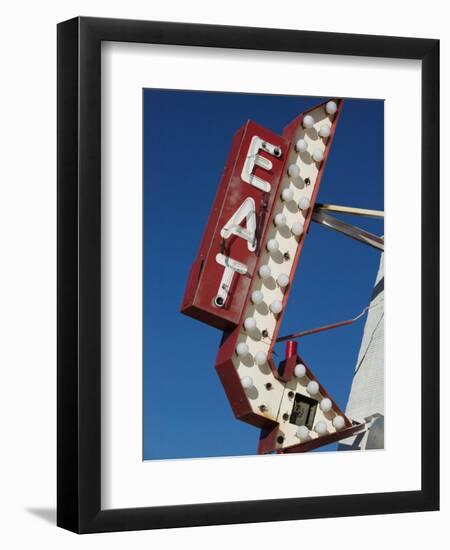 Eat Diner Sign along West 6th Avenue, San Jacinto District, Amarillo, Texas-Walter Bibikow-Framed Photographic Print