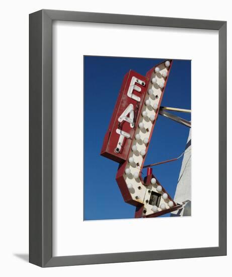 Eat Diner Sign along West 6th Avenue, San Jacinto District, Amarillo, Texas-Walter Bibikow-Framed Photographic Print