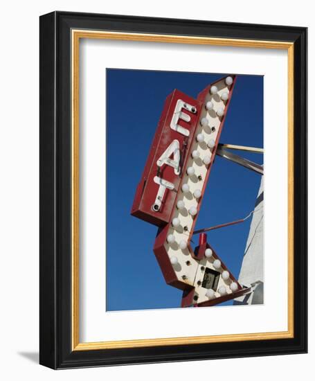 Eat Diner Sign along West 6th Avenue, San Jacinto District, Amarillo, Texas-Walter Bibikow-Framed Photographic Print