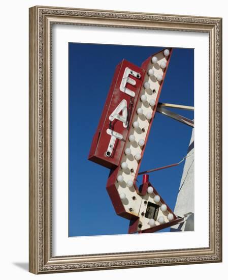 Eat Diner Sign along West 6th Avenue, San Jacinto District, Amarillo, Texas-Walter Bibikow-Framed Photographic Print