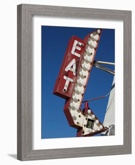 Eat Diner Sign along West 6th Avenue, San Jacinto District, Amarillo, Texas-Walter Bibikow-Framed Photographic Print