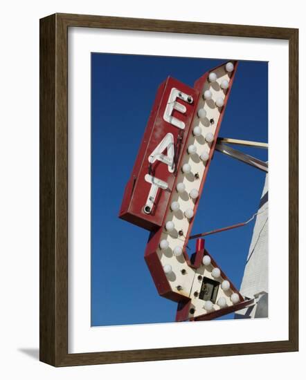 Eat Diner Sign along West 6th Avenue, San Jacinto District, Amarillo, Texas-Walter Bibikow-Framed Photographic Print