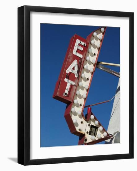 Eat Diner Sign along West 6th Avenue, San Jacinto District, Amarillo, Texas-Walter Bibikow-Framed Photographic Print