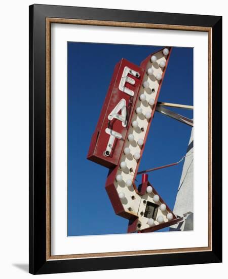 Eat Diner Sign along West 6th Avenue, San Jacinto District, Amarillo, Texas-Walter Bibikow-Framed Photographic Print