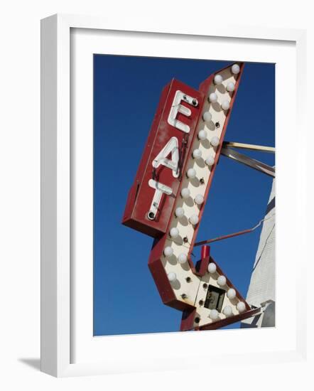 Eat Diner Sign along West 6th Avenue, San Jacinto District, Amarillo, Texas-Walter Bibikow-Framed Photographic Print