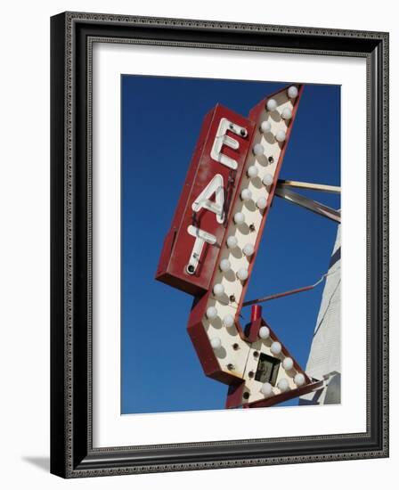 Eat Diner Sign along West 6th Avenue, San Jacinto District, Amarillo, Texas-Walter Bibikow-Framed Photographic Print