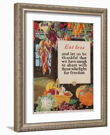 Eat Less and Let Us Be Thankful-null-Framed Premium Giclee Print