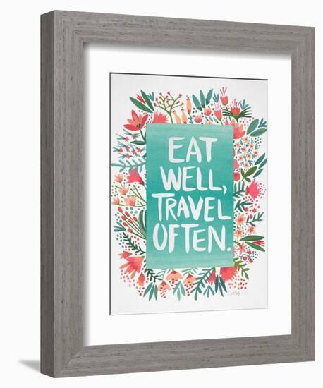 Eat Well Travel Often - Floral-Cat Coquillette-Framed Premium Giclee Print