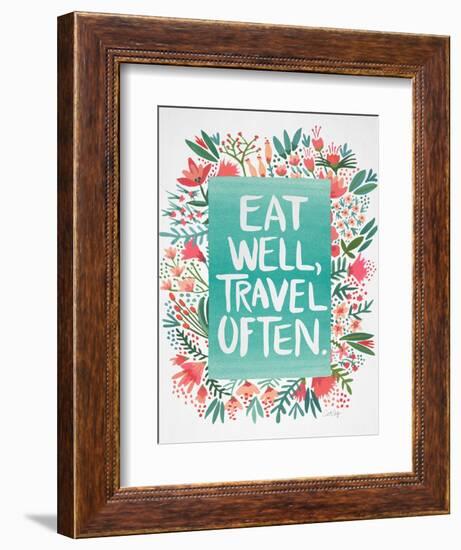 Eat Well Travel Often - Floral-Cat Coquillette-Framed Premium Giclee Print