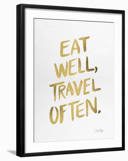 Eat Well Travel Often - Gold Ink-Cat Coquillette-Framed Giclee Print