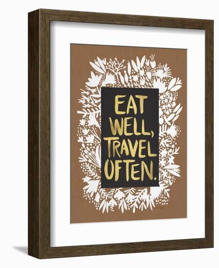 Eat Well Travel Often - White Floral-Cat Coquillette-Framed Art Print