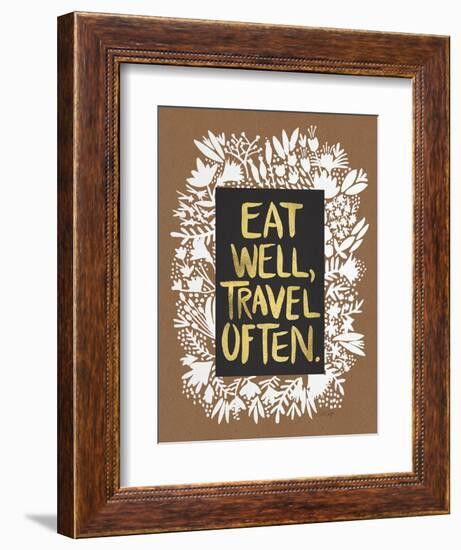 Eat Well Travel Often - White Floral-Cat Coquillette-Framed Premium Giclee Print